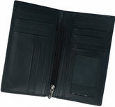 JILD-18 Pockets Leather Long Wallet-BLACK